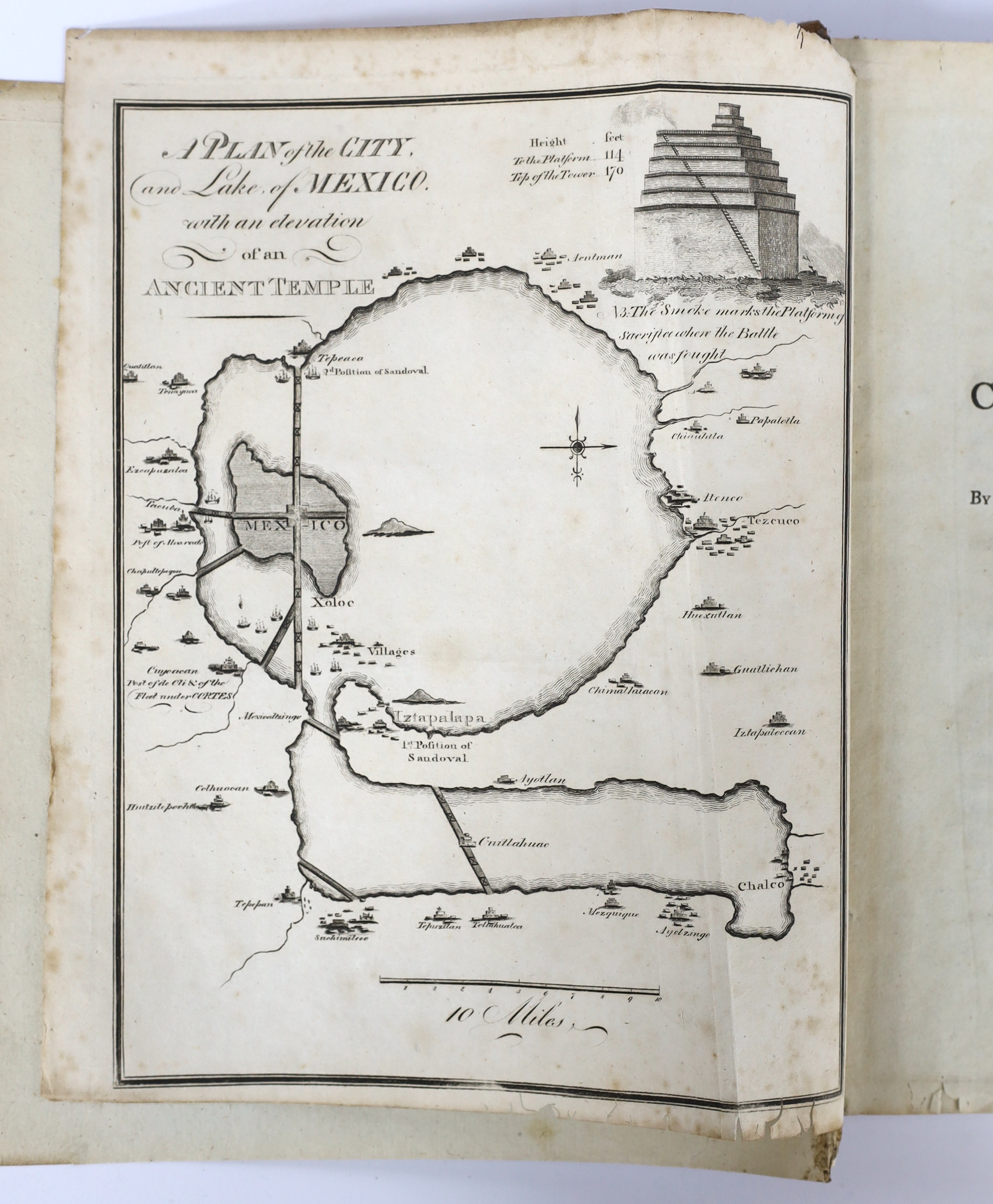 Del Castillo, Capt. Bernal Diaz - The True History of the Conquest of Mexico....translated from the original Spanish, by Maurice Keating. engraved pictorial plan, errata leaf; old half calf and boards (distressed), 4to.